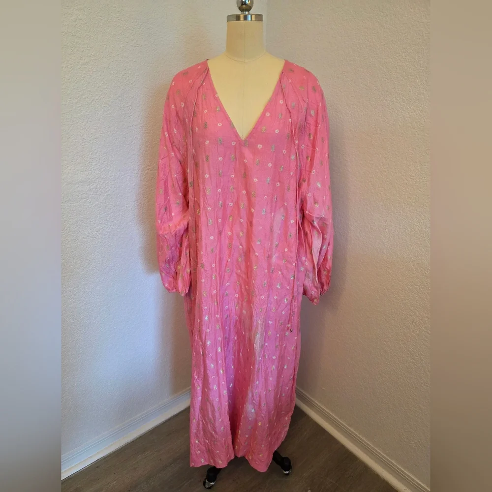 NWT La Carlia Bright Pink Silk Dress - Picture 2 of 10